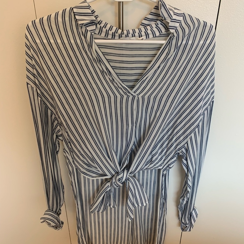 Lush Blue and White Stripes Blouse